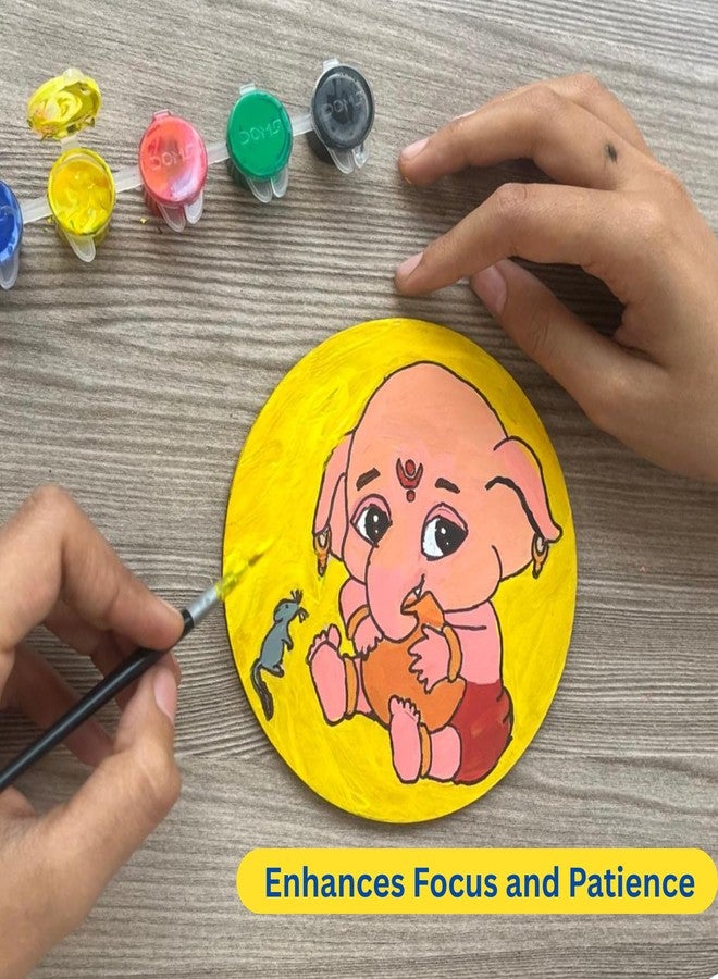 Ansoz Baby Ganesha with Mouse Art Craft Kit | Ganesh Art Craft: Wooden Pre-Marked Cutout for Kids and All Ages - DIY Craft Kit | Home Decor | Ganesh Chaturthi Gift Idea (Water Color Included) - Image 2
